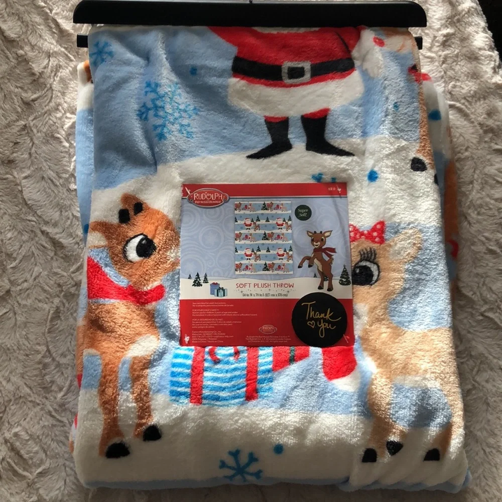 Rudolph Red Nosed Reindeer Soft Plush Throw Blanket
